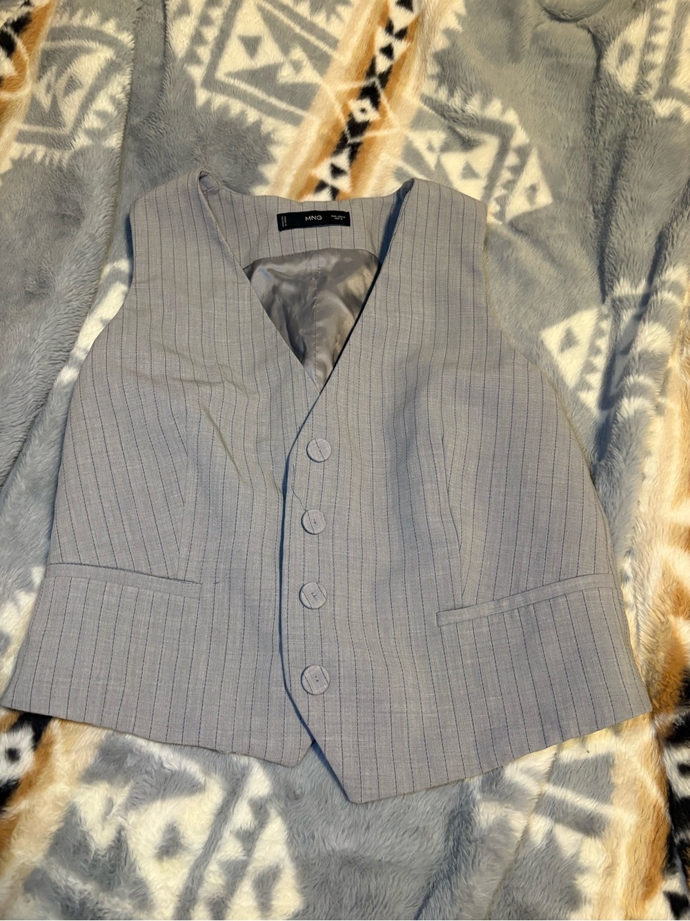 Mango Light Gray Pinstripe Men's Dress Vest